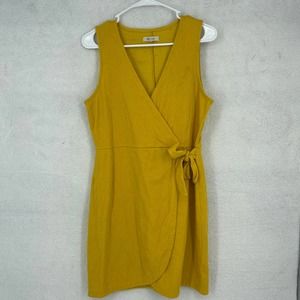 Madewell Crosshatch Side-Tie Yellow Tank Dress Medium
